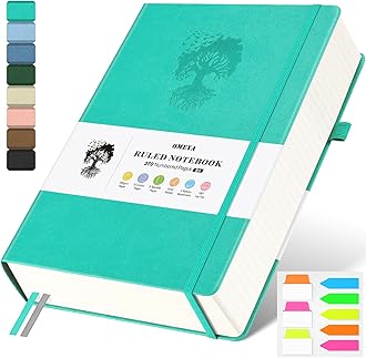 B5 Lined Journal Notebook, 370 Numbered Pages Thick Leather Journal for Writing, College Ruled Hardcover Notebook for Work,School with 100gsm Paper, Writing Journal for Women, Men (7.6" x 10.3" Blue)