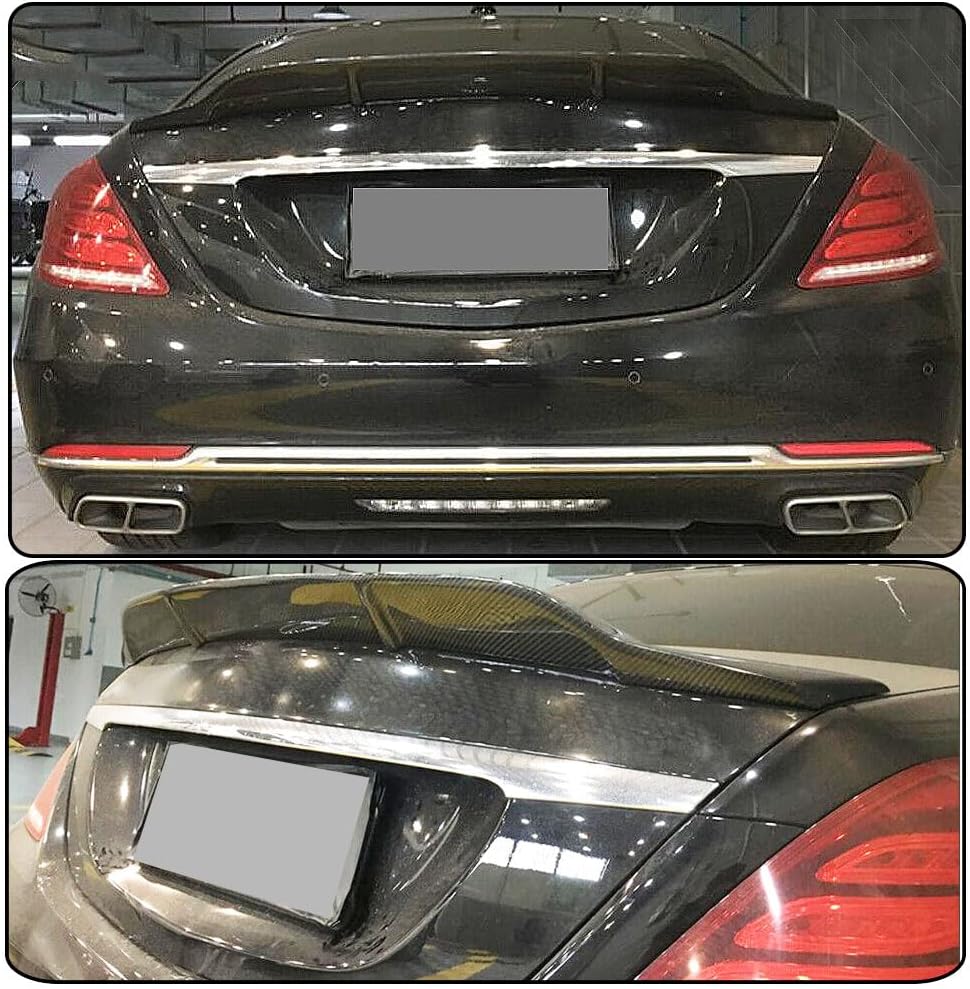 Trunk Spoiler fits Mercedes Benz S Class W222 Sedan 2014-2019 Factory Outlet S400 S450 S500 S550 S560 S600 S63 S65 AMG Auto Carbon Fiber Rear Boot Lid Highkick Spoiler Wing Lip