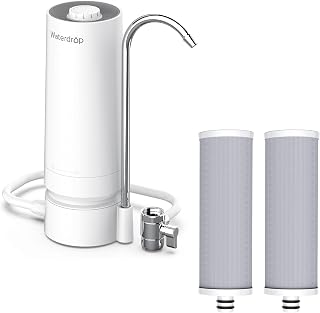 Waterdrop Water Filter for Sink Faucet, 8000 Gallons Countertop Water Filter System and Filter Life Reminder, Reduces Heavy Metals, Bad Odor, and 99% Chlorine, WD-CTF-05 (2 Filter)