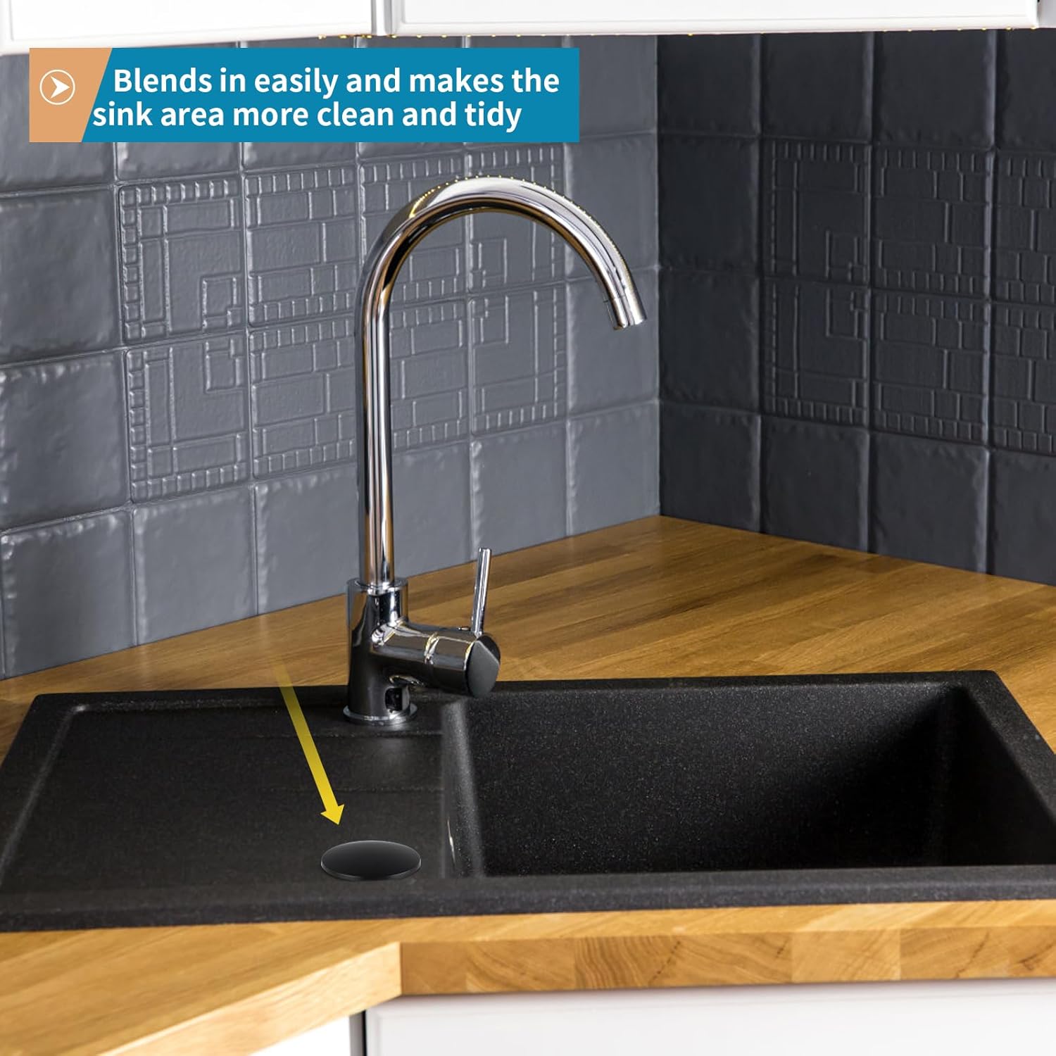 2" Kitchen Sink Hole Covers Pack of 3, Stainless Steel Sink Tap Hole Plug, Faucet Hole Cap Fits Kitchen, Bathroom Sink Hole in 0.4" to 1.8" Diameter (Matte Black)