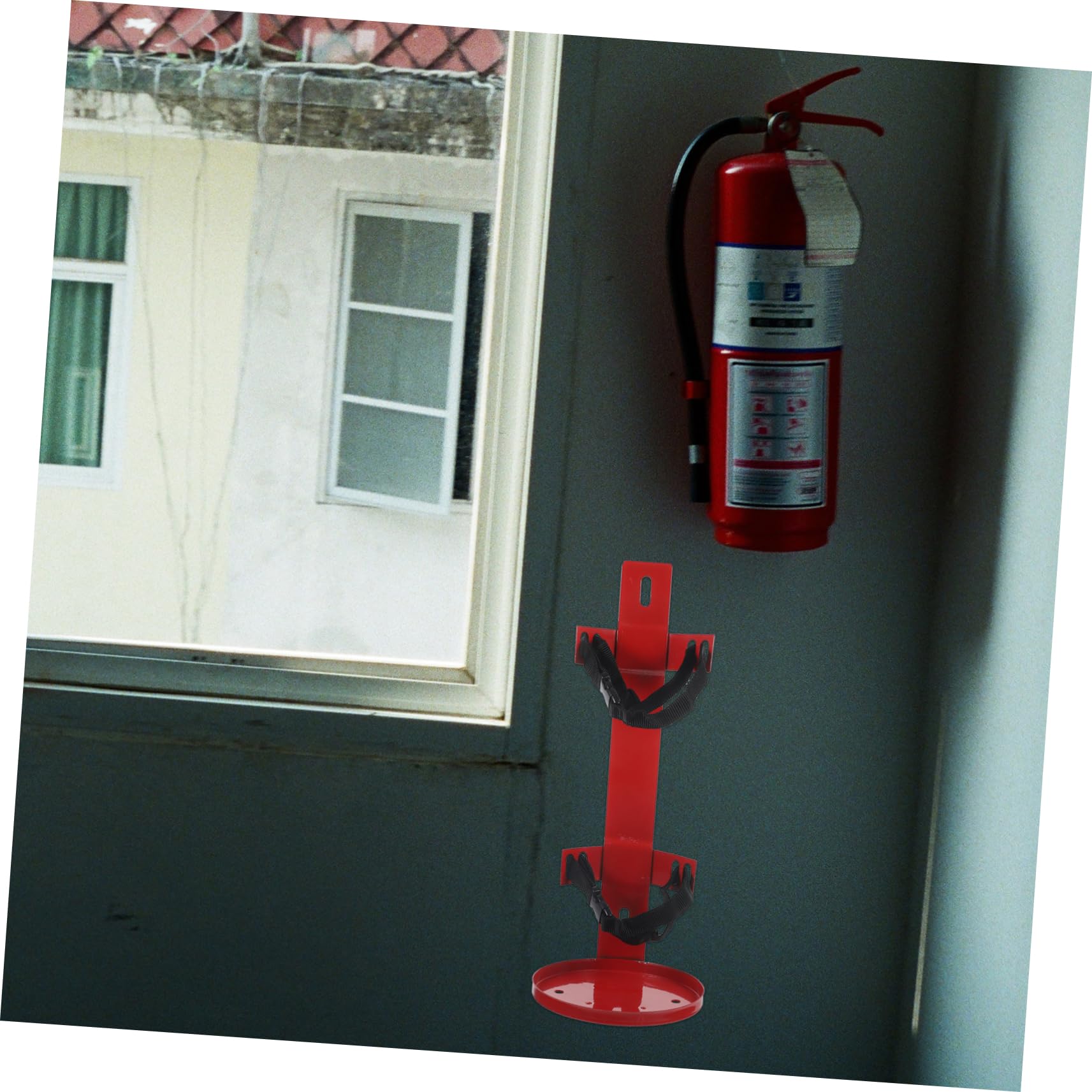 Soporte de Instalar y Incendios para Extintor Hierro Poliéster Ahorra de Rojo, Fácil Espacio, Adecuado para Oficina y Hogar