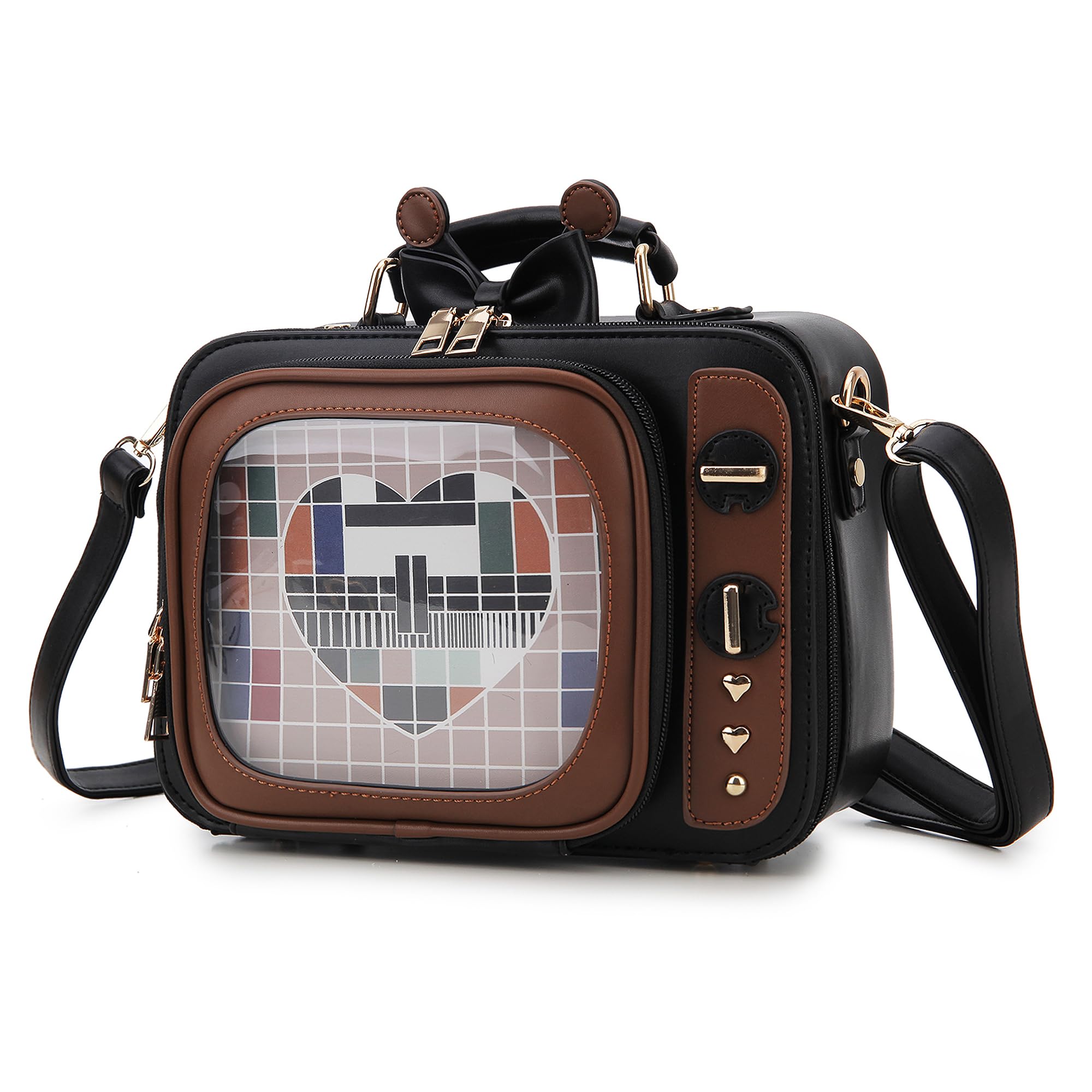 Retro TV Shaped Ita Bag Backpack Small Pin Display Purse w/ Inserts Crossbody Ita Bag Tv - Etsy UK main image 3