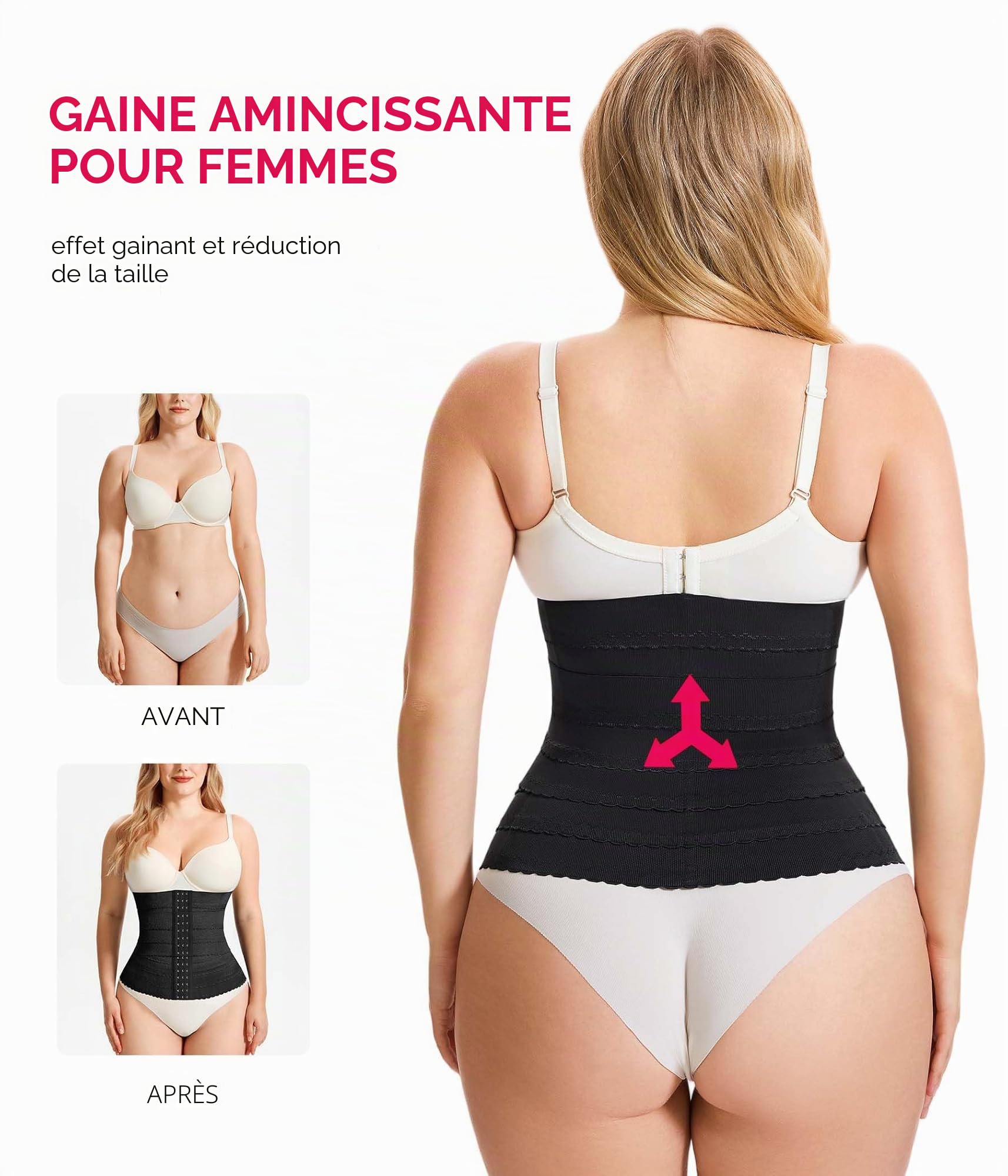 KUMAYES Gaine Amincissante Ventre Plat Femme Corset Minceur Waist Trainer Serre Taille Body Gainant Femme Ventre Plat Ceinture Post Accouchement