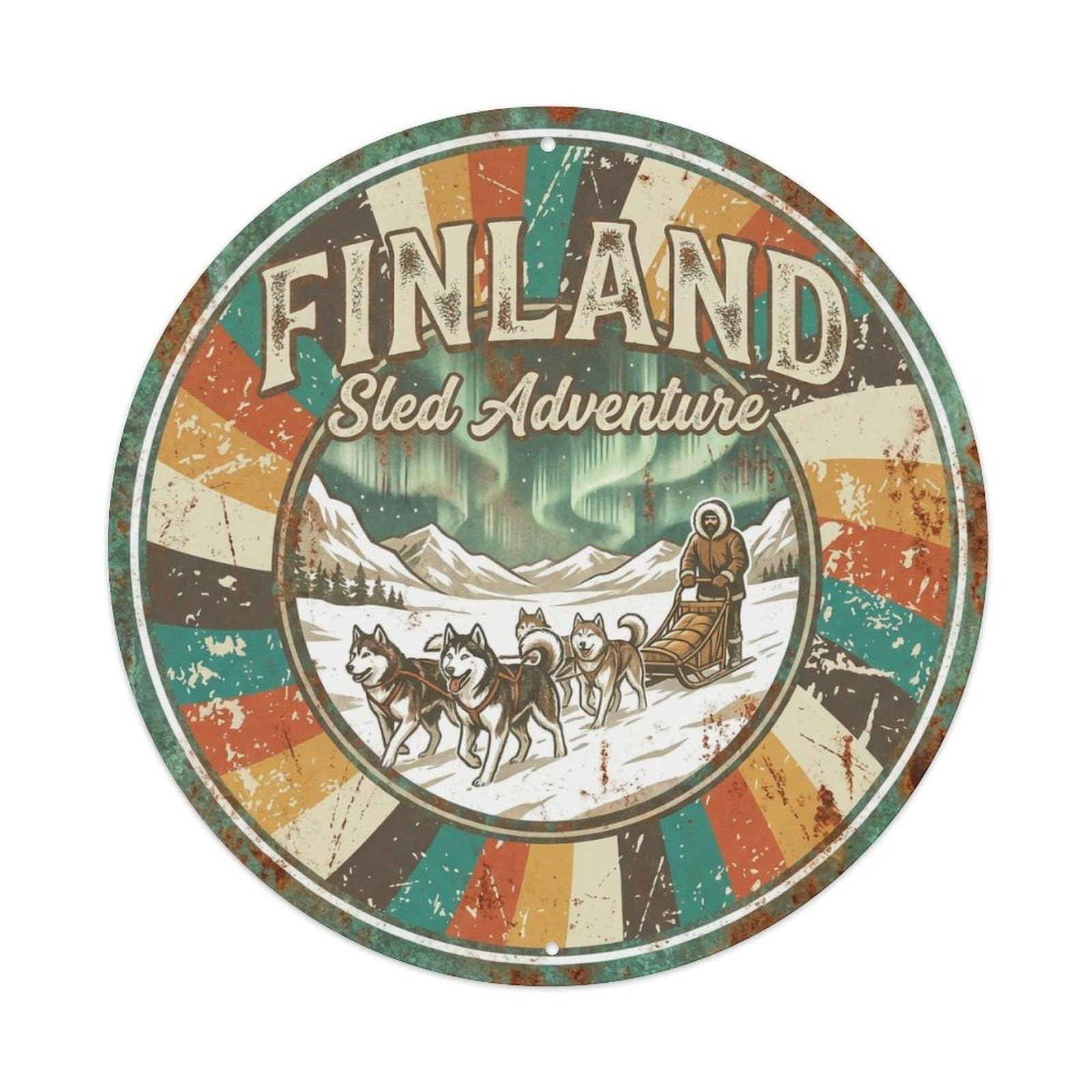 Vintage Travel Finland Original Vintage Metal Tin Sign Plaque