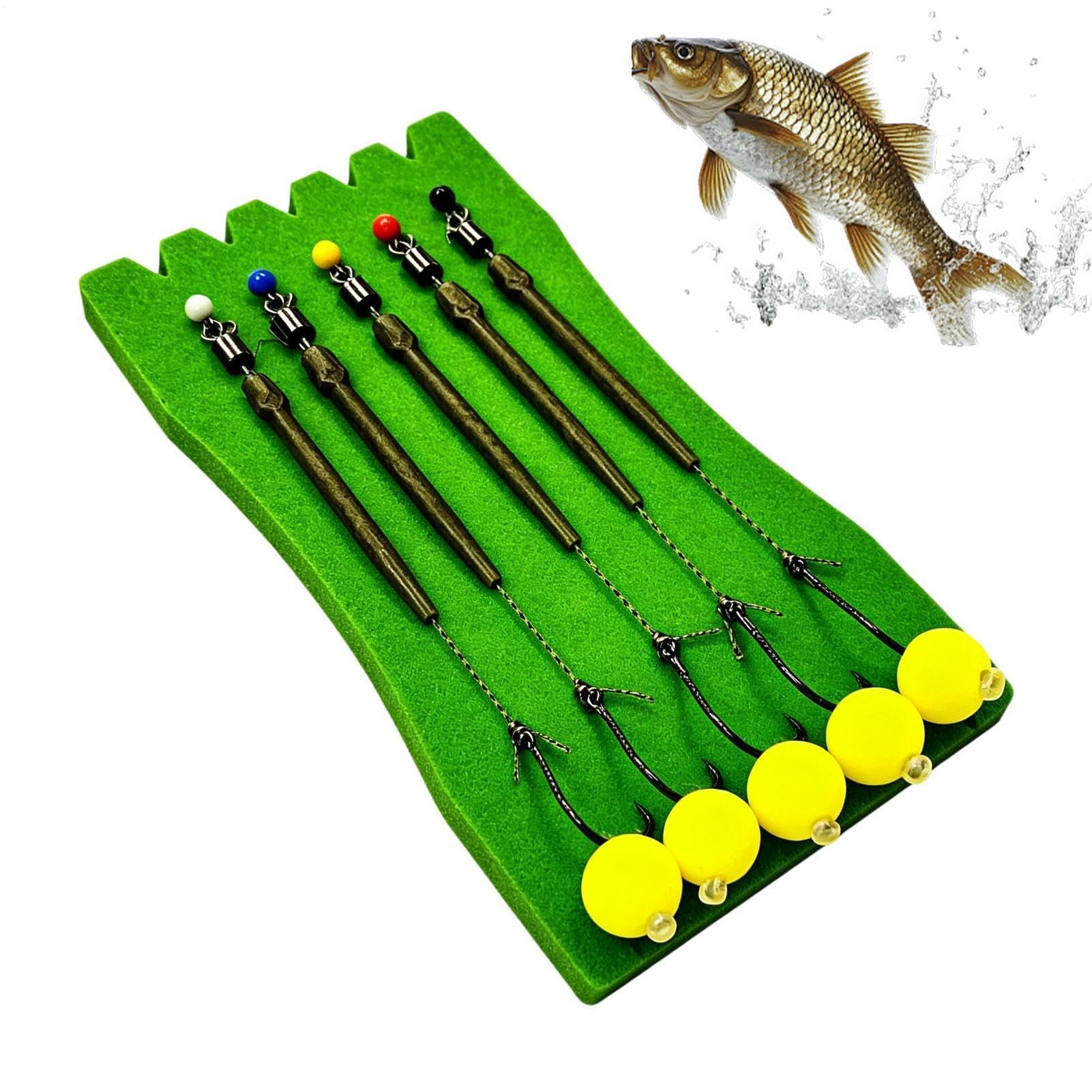 Hameçons,5 Pièces Bas De Ligne De Pêche Pré-Montés,Avec Hameçons Truite Métalliques À Bille Flottante - Pour la Pêche en Étang, Lac, Rivière, ainsi que pour Silure, Truite, Marigane, Saumon et
