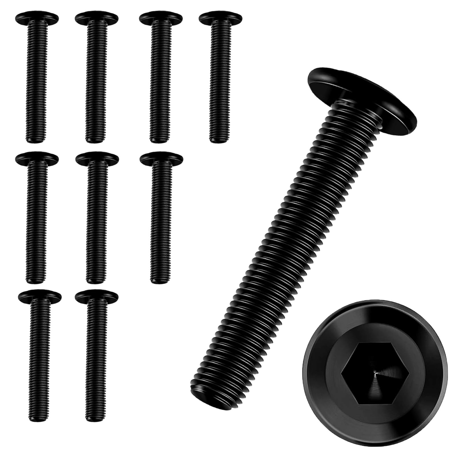 10 PCS Bolt M6×35,Stainless Steel Bolts,Flat Head Hex Socket Cap Screws Bolts,Allen Socket Bolts Screws,Furniture Screws,M6x35mm,Black(M6×35)