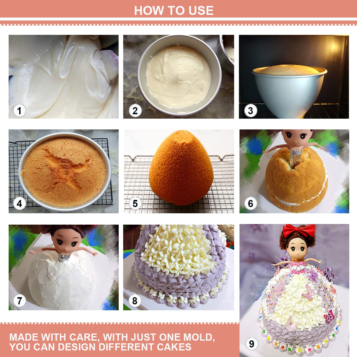 Amazon.com: DOERDO Doll Dress Cake Pan Mold Princess Doll Cake Bottom Mold  Baking Dessert Mold for Home Party, 15X13.5cm: Home & Kitchen