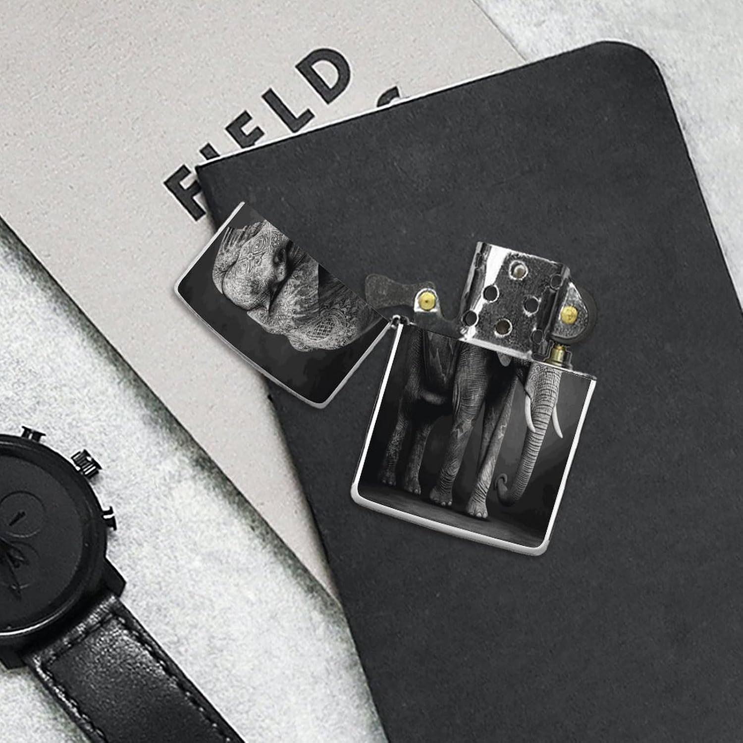 Black and White Elephant Image Lighter Case Cover Lighter Shell