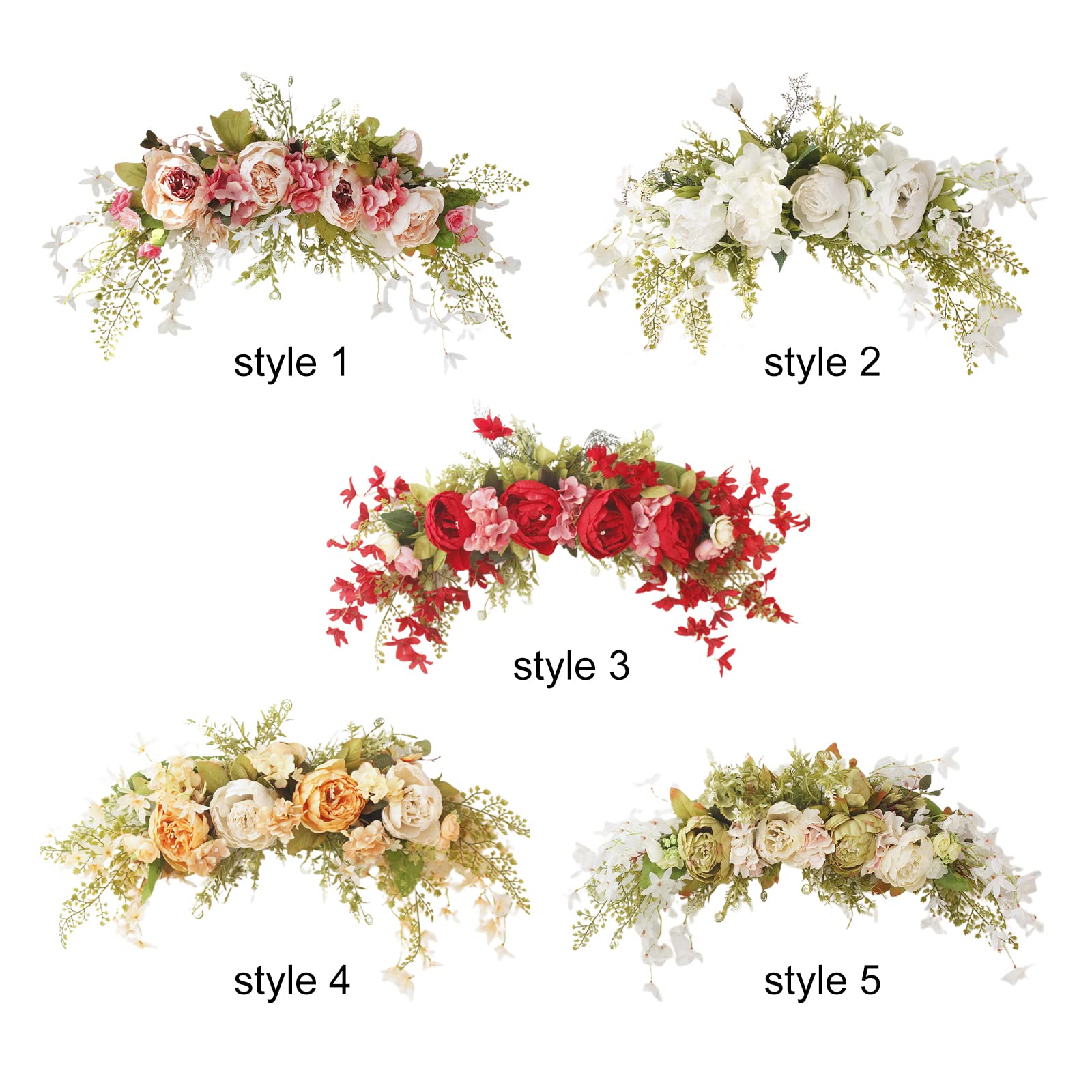 Guirnalda de Flores de Hortensias Artificiales de 23,6 Pulgadas, Guirnalda Floral de Peonía para Primavera Y Verano, Corona de Arco para Puerta Delantera, Guirnalda Decorativa(Leche Blanca)