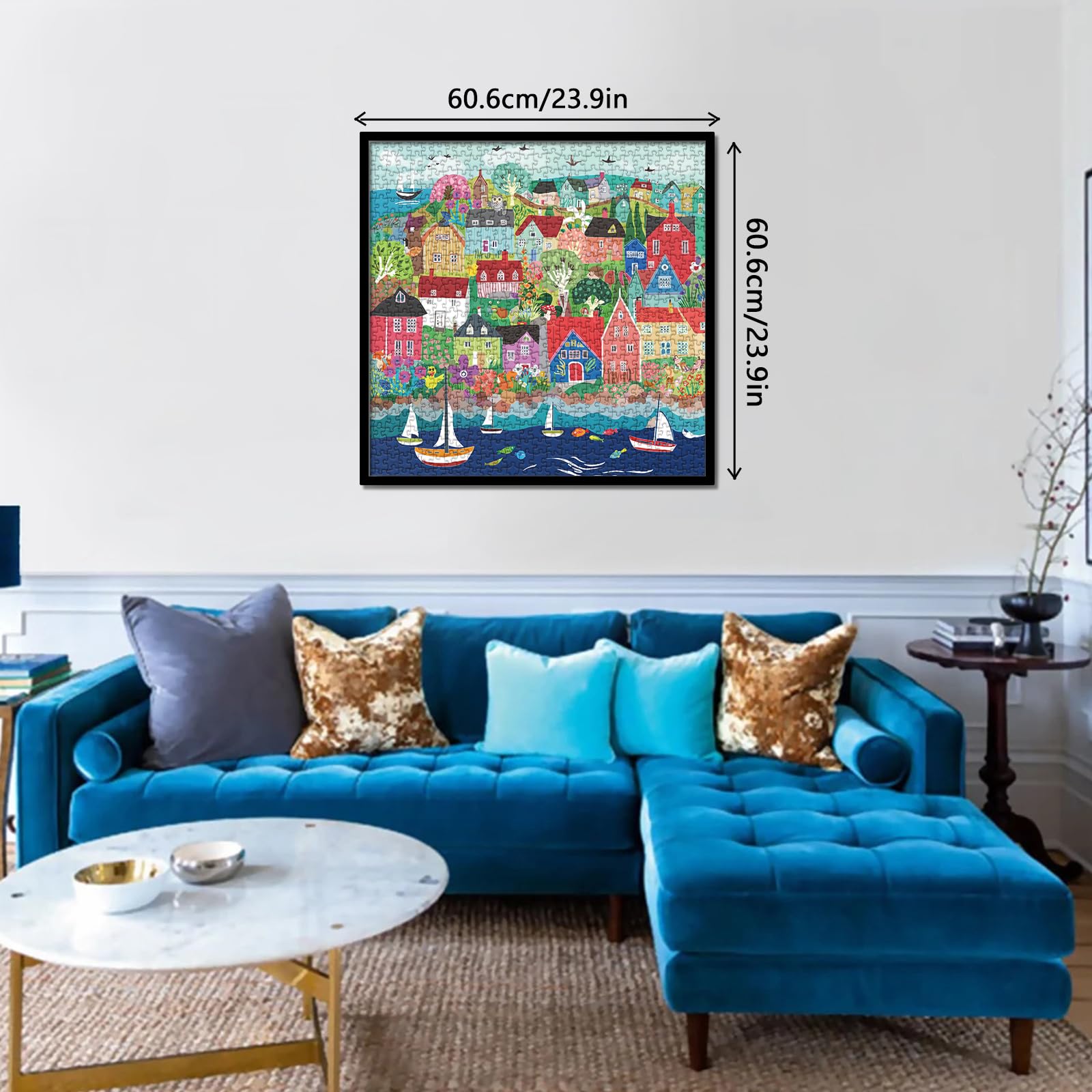 1000 Piece Fall Seaside Fishing Village Puzzle - 28x20 Inch Adult Jigsaw For Home Decor & Gifts - View #3