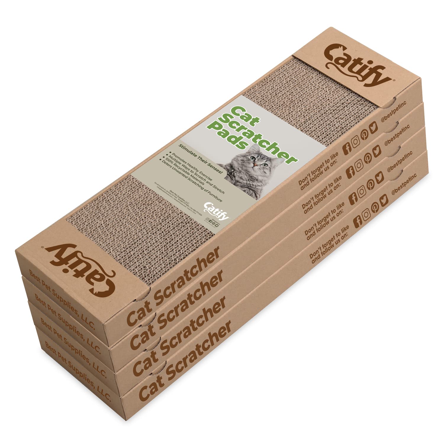Best Pet Supplies Corrugated Cardboard Cat Scratcher Refill Pads