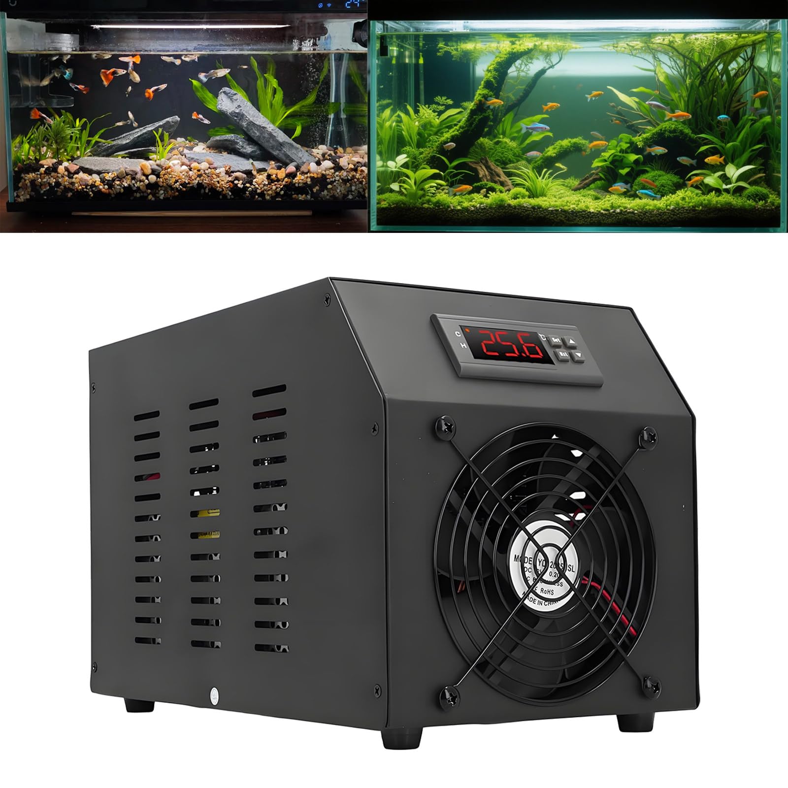 Enfriador de Temperatura Constante para acuarios Coral,enfriadores portátiles circulación Agua para peceras,Sistemas refrigeración para acuarios con Bombas y mangueras Refroidissement+chauffage