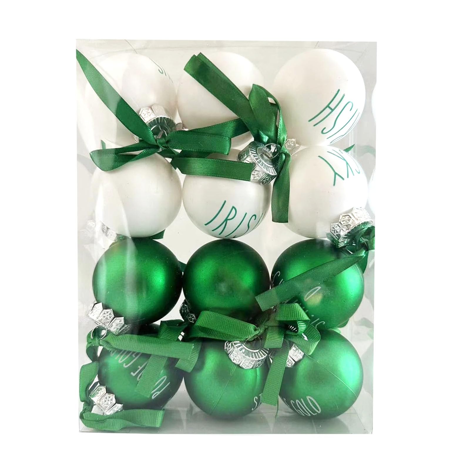 EmopeakSt Patrick's Day Tree Hanging Ball Ornaments (12 Pcs), St. Patrick Tree Hanging Ball Decor for Holiday Wedding Party Decoration