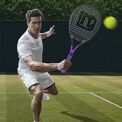 Miniatura 7 de LUNNADE Raqueta de tenis para adultos, paquete de 2 raquetas de tenis duraderas de 27 pulgadas, ligera, preencordada y regrip, adecuada para