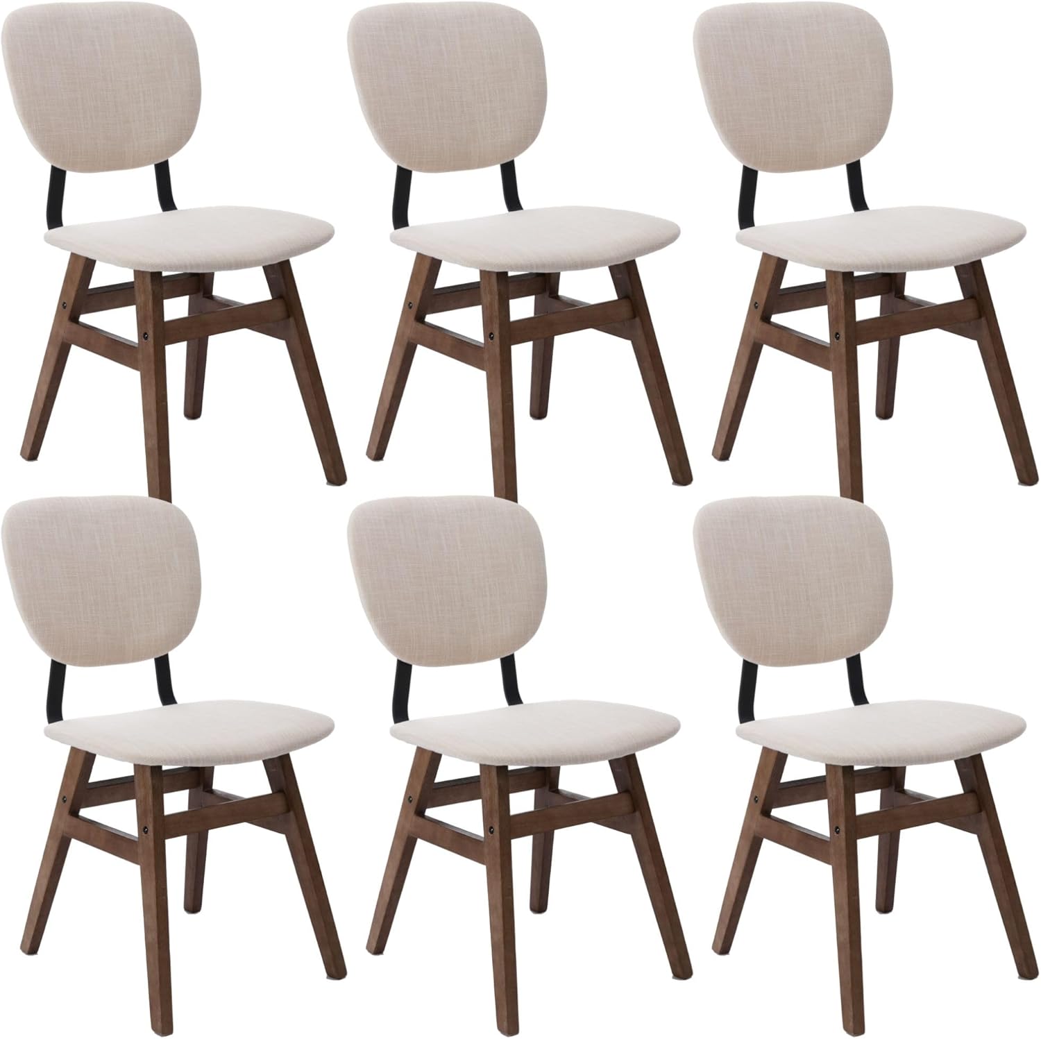 Mid Century Modern Dining Chairs Set of 6, Linen