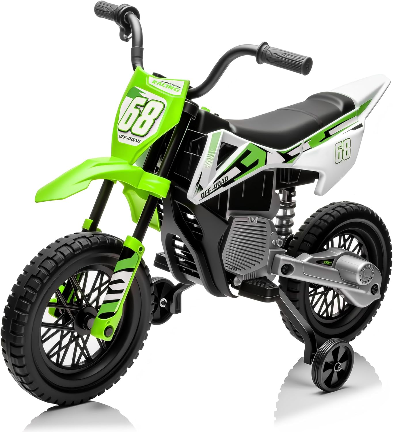 12V Kids Motorcycle with Training Wheels, Twist-Grip Throttle, Up to 3.1mph, Motorcycle for Kids Aged 3-6 Years Old, Green