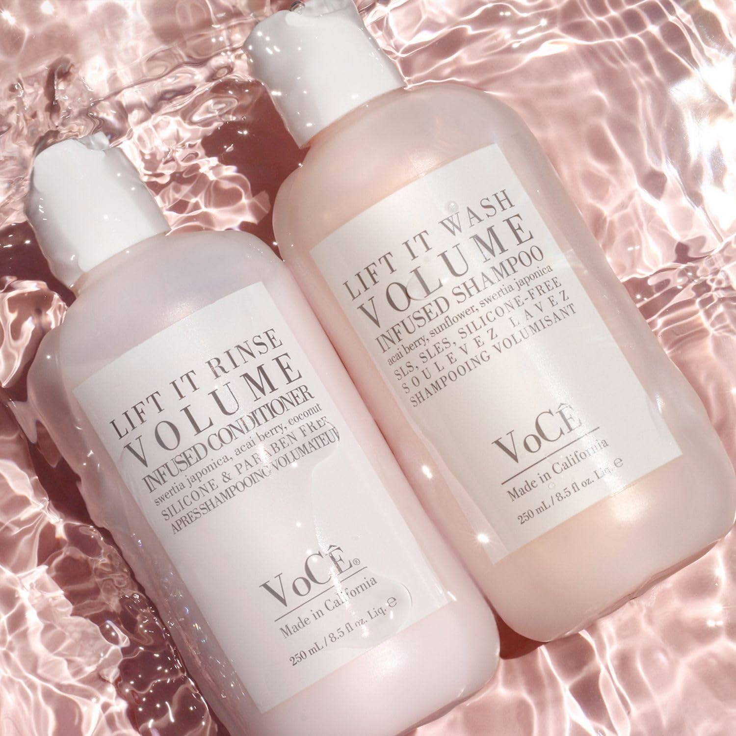 VoCÊ Haircare Volume Shampoo & Conditioner Bundle | Lift it Wash & Rinse Duo for Fine to Medium Hair, Volumizing with Swertia Japonica, Brazil Nut Oil & Acai Berry – 8.5 oz / 250 mL each