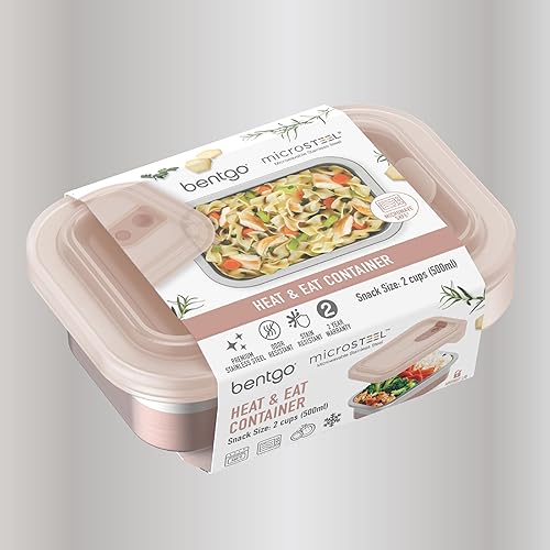 Vista 15 de Bentgo MicroSteel - Recipiente para calentar y comer – Seguro para microondas, a prueba de fugas, fácil de limpiar, ligero, de acero inoxidable