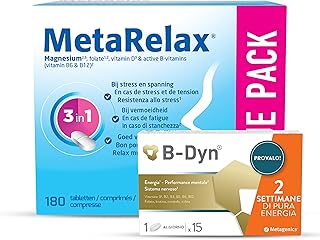 Metagenics MetaRelax - In Situazioni di Stress, Stanchezza e Tensione Muscolare - 180 Cpr. + in OMAGGIO B-Dyn 15 cpr. vitamine B attive per ricaricarti al 100%