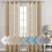 Vista 21 de H.VERESAILTEX - Cortinas de lino natural mezclado con 2 paneles semi transparentes de lino texturizado para sala de estar/dormitorio filtrado