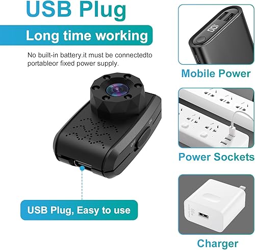 Miniatura 3 de Mini cámara inalámbrica HD pequeñas cámaras de vigilancia WiFi con detección de movimiento, clip trasero, grabadora de video portátil, cámara de