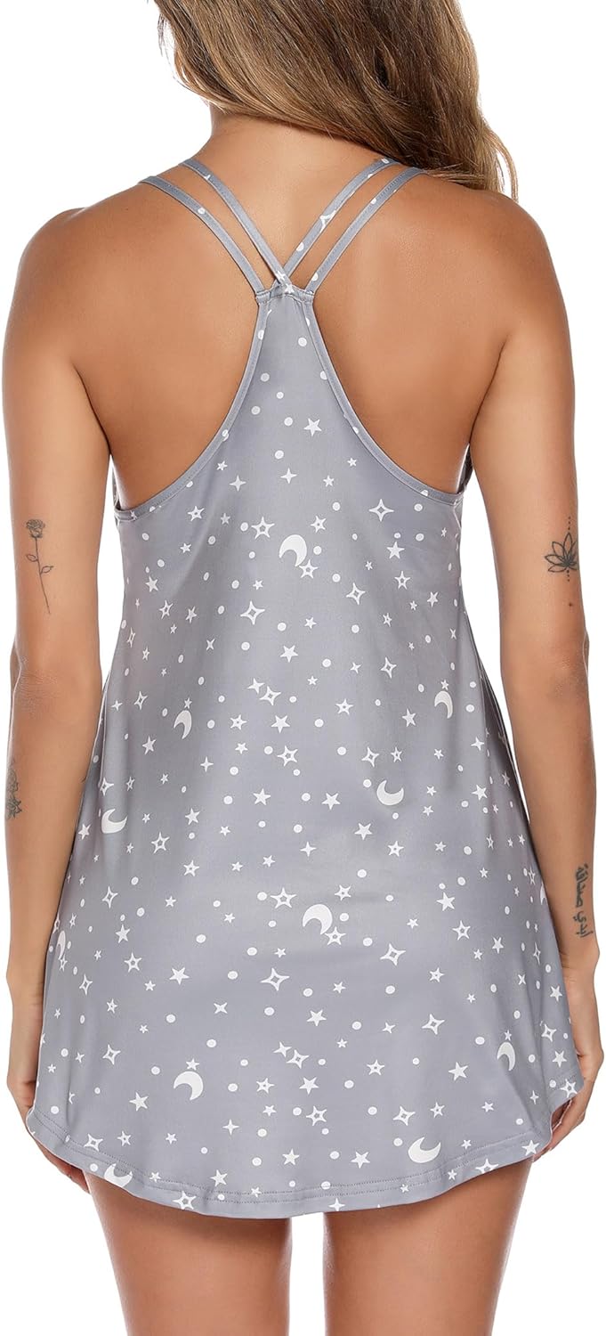 Senert Women's Nightgown Babydoll Nightgowns Dress V-neck Chemise Nightgown Full Slip Babydoll Sleepwear S-XXL