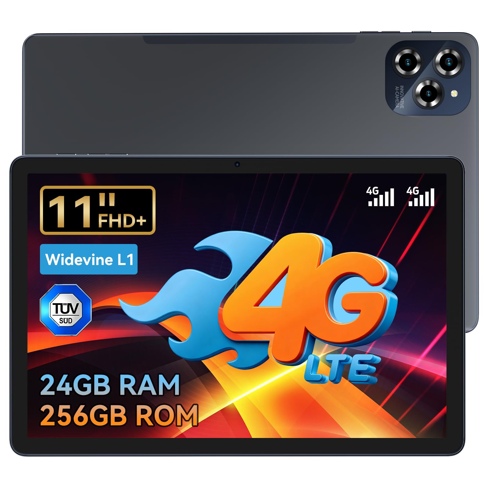 KINGRID W90 Tablet mit SIM Card Slot, 24 GB+256 GB(4 TB TF), Octa-core