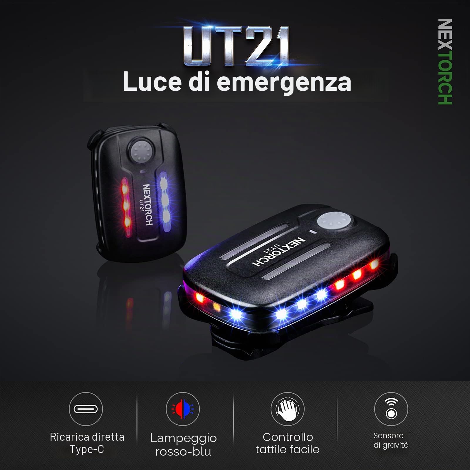 Nextorch Luci stroboscopiche di segnalazione a spalla a LED, ricaricabili, per polizia, con clip di sicurezza per soccorso all'aperto, indicazioni stradali, ciclismo, corsa notturna