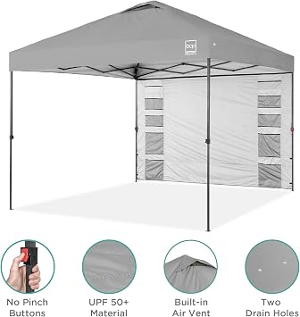 Best Choice Products 10x10ft Pop Up Canopy Tent with Sidewall, 1 Person 1 Minute Set Up, Carry Case, 4 Weight Bags - Silver