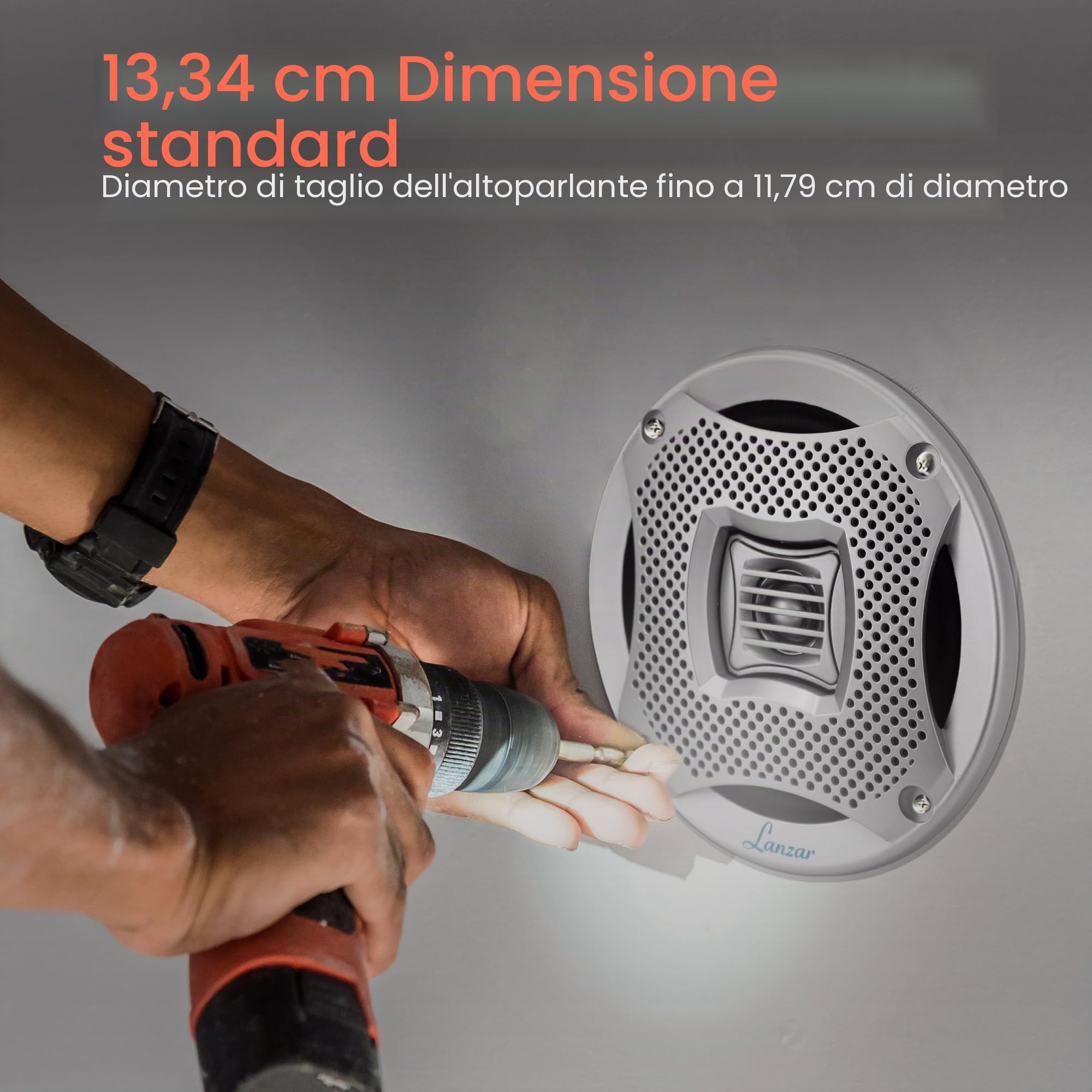 Lanzar Altoparlanti marini a 2 vie da 5,25", altoparlanti impermeabili per barche e UTV da 400 W, cono in polipropilene, tweeter a cupola, impedenza 4 Ohm, include griglie, guarnizione di montaggio e