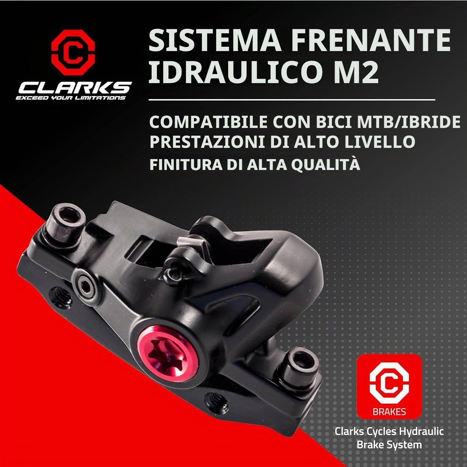Clarks Cycle Systems M2 Set Freno A Disco Idraulico Compresi Rotori, Olive, Supporti IS, Nero, 160/160mm