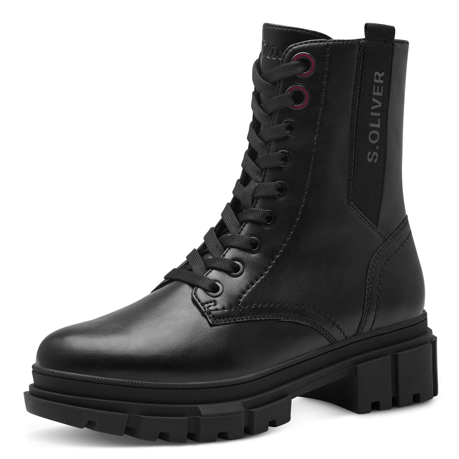 s.Oliver Women's Lace-Up Boots No Heel with Zip Vegan, black, 7 UK