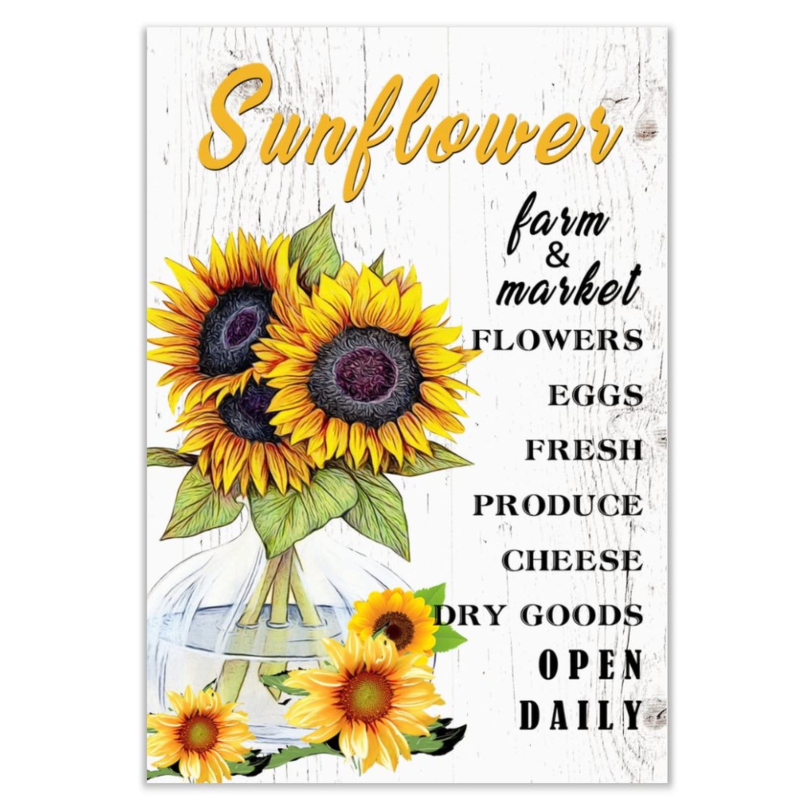 Plaque en bois rustique tournesol decoration d interieur murale bois retro 30x45