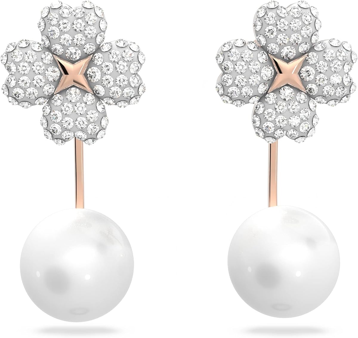 Swarovski Latisha Earring Jackets, Flower, White, Rose-gold tone Finish