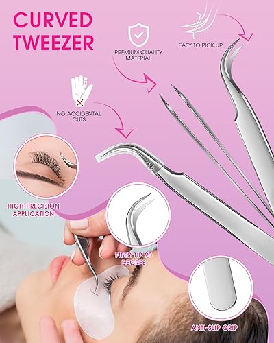 Miniatura 5 de MORGLES - Kit de elevación de pestañas, 50 varillas de elevación de pestañas, 1 herramienta separadora de pestañas, 60 extensiones de pestañas,