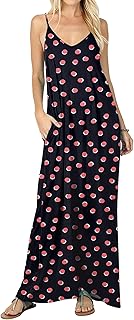 Women's Casual Summer Beach Maxi Dress with Pocket