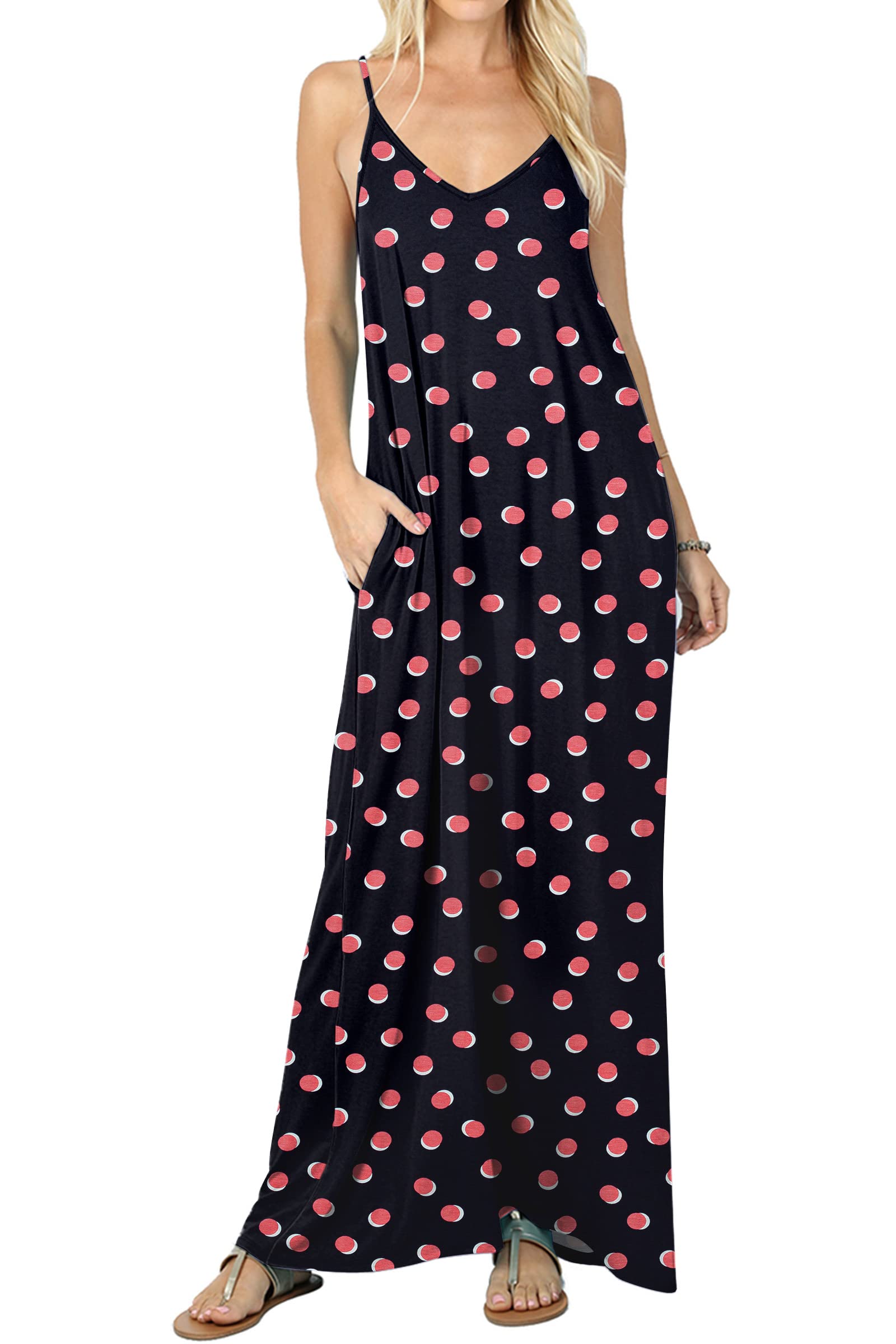 levacaWomen's Casual Summer Beach Maxi Dress with Pocket
