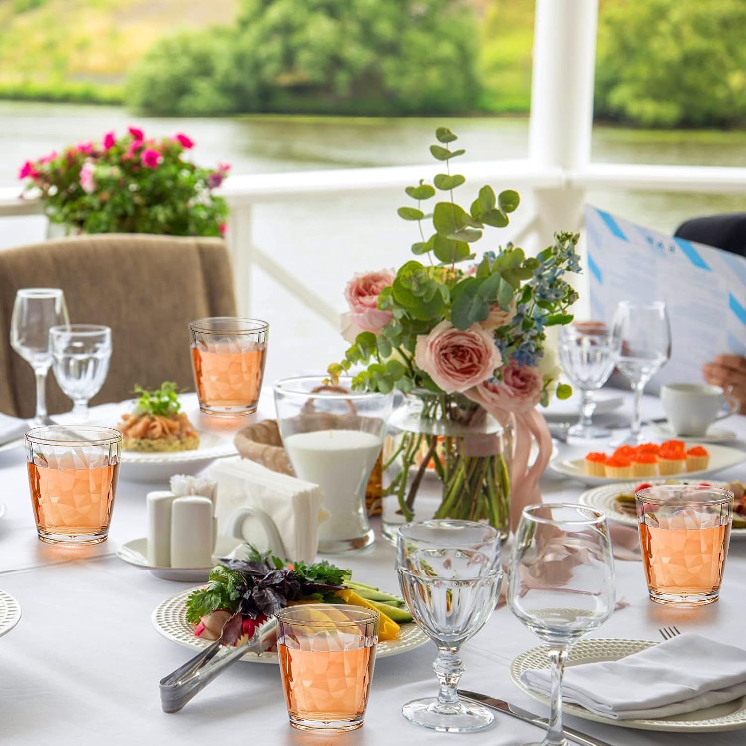 Hedume 9 Pack 10-ounce Plastic Water Tumblers, Transparent Drinking Glasses, Clear Acrylic Reusable Juice Wine Cups Stackable for Home, Picnic Party - Image 5