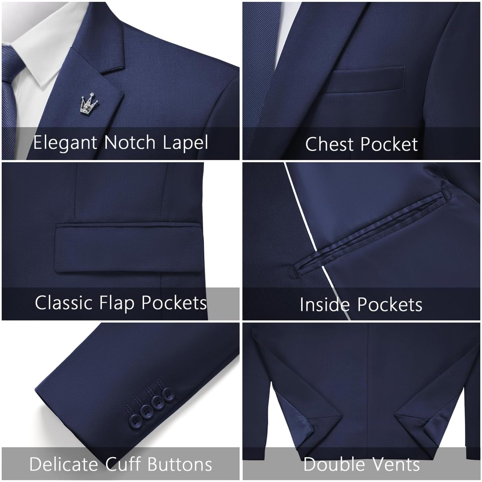 Costume Homme 2 Pièces Slim Fit Revers Cranté Un Bouton Mariage Smoking Formel Business Couleur Unie Confort Elégant