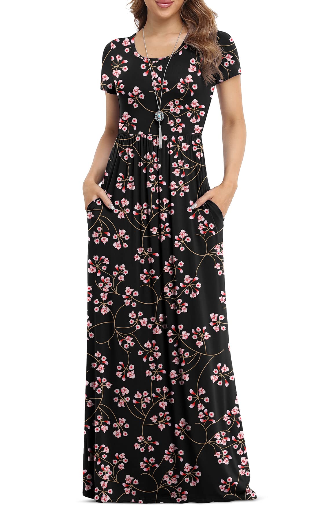 VIISHOW Women's Long Sleeve Loose Plain Maxi Dresses Casual Long Dresses  with Pockets