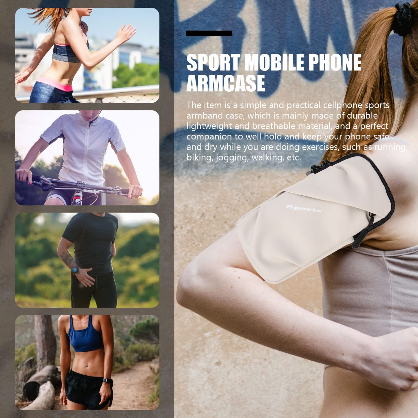 Gatuida 4pièces Brassard De Course Élastique pour Téléphone Poche De Rangement Étanche pour Sport Et Activités Plein Air Compatible Majorité des Smartphones
