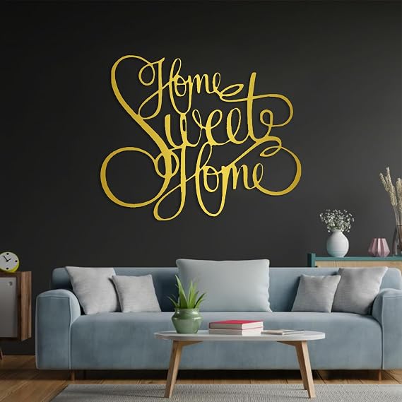 Home Sweet Home Metal Wall Decor, Wall Art Home Sweet Home, Home Sweet Home Signs Wall Decor, Home Metal Wall Decor, Family Wall Decor, Word Art Wall Decor, Wall Decor for Living Room, Bedroom (Black, 41x34in|105x86cm)