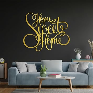 Home Sweet Home Metal Wall Decor, Wall Art Home Sweet Home, Home Sweet Home Signs Wall Decor, Home Metal Wall Decor, Family Wall Decor, Word Art Wall Decor, Wall Decor for Living Room, Bedroom (Black, 41x34in|105x86cm)