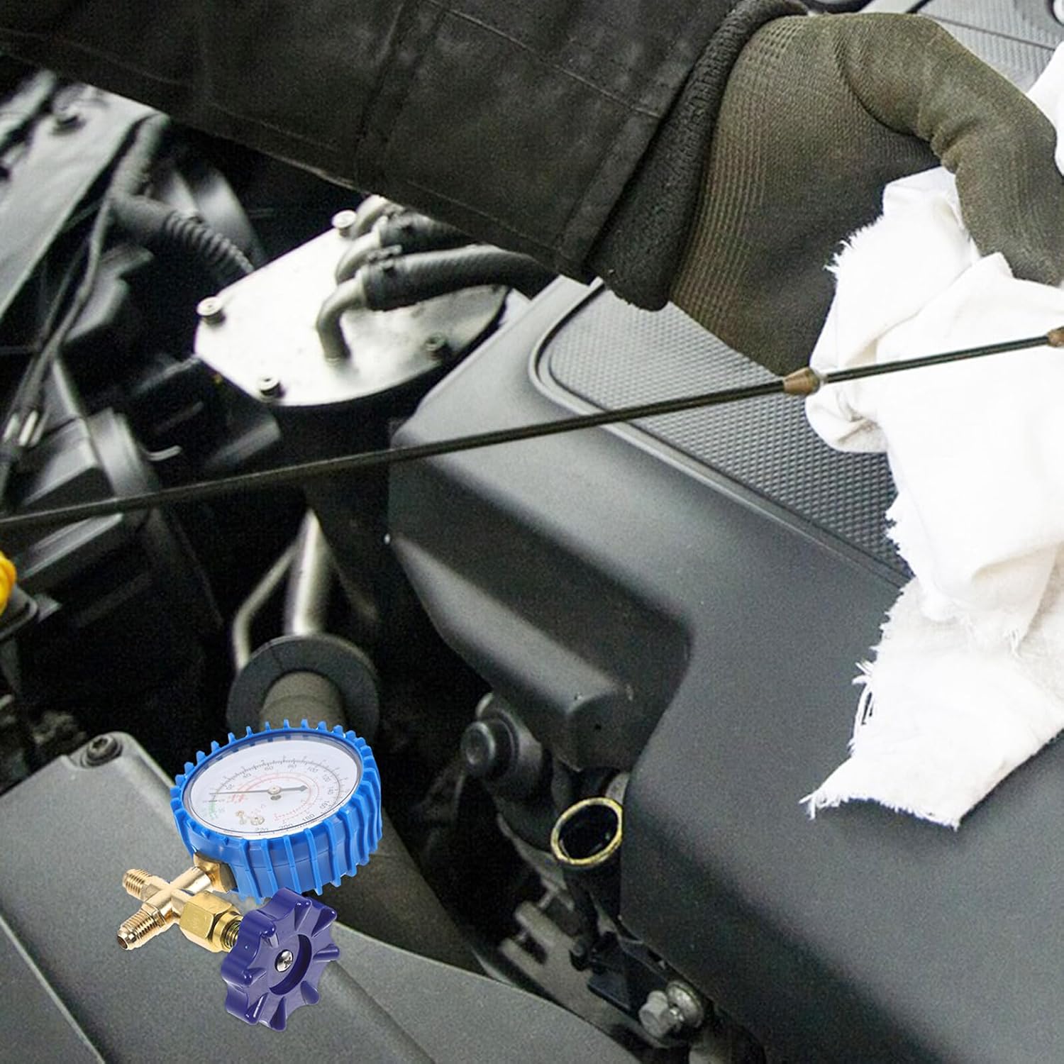 Recharge Gauge with Fluoride Filling Gauge for Automotive Ac Systems for Car Maintenance and Repair