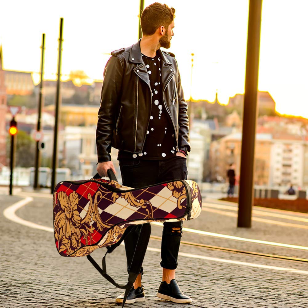 Gitarren-Gigbag, wasserdicht, mit Reißverschluss, weicher Gitarren-Rucksack, Bass-, Akustik- und Konzertgitarren-Tasche, volle Blüte