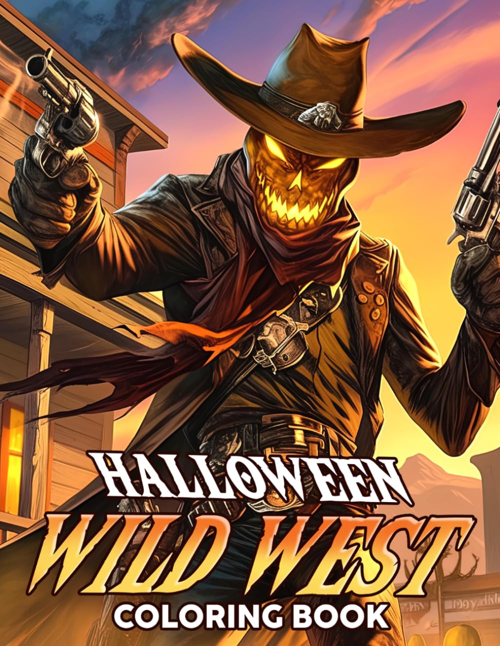 Wild West Halloween Coloring Book: Haunted Western Coloring Pages with Spooky Cowboys, Skeleton Outlaws, Ghostly Saloons, and Seasonal Frontier Scenes