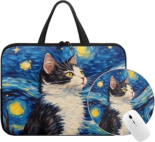 Art Oil Painting Laptop Bag for Women Men Waterproof Computer Bag with Handle Back to School Gifts Mouse Pad Set