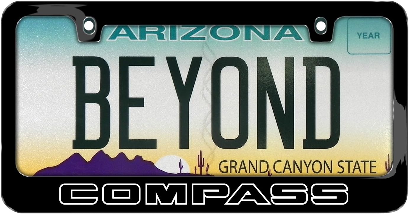 iPick Image Made for Jeep Compass Outline Black Metal License Plate Frame