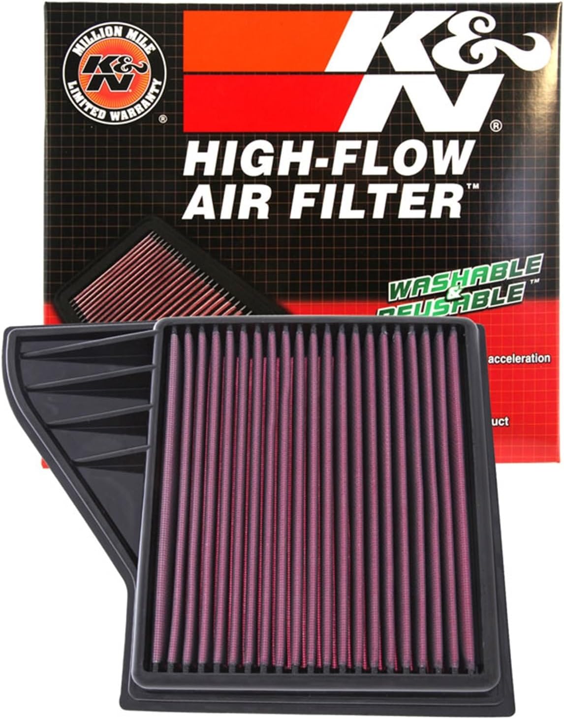 High-Flow Original Lifetime Engine Air Filter: Increase Power: Premium, Washable: Compatible with 2010-2014 FORD: Mustang, Mustang Boss 302, GT, 33-2431