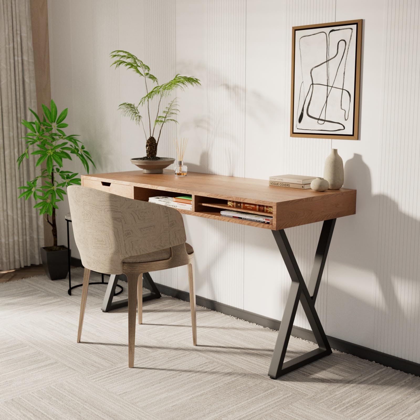 Homtone Juego de 2 Patas de Mesa de Metal Resistente, Patas industriales rústicas para Muebles DIY, Patas para Mesa de café, Escritorio, Barra de Desayuno o Banco (H71 x W45cm - Forma X)